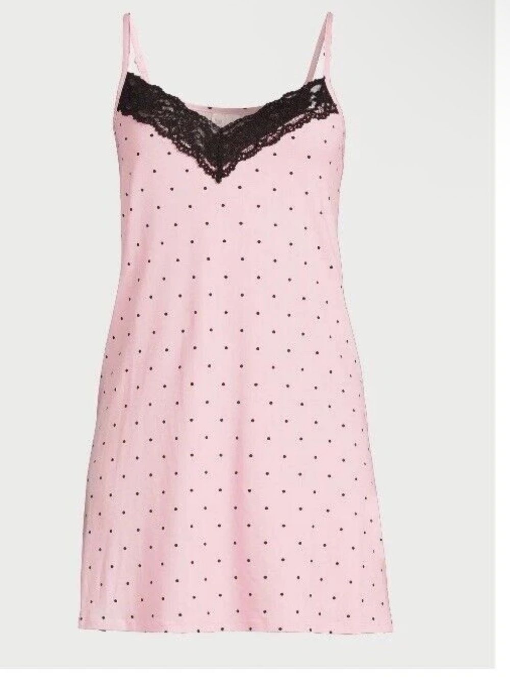 Joyspun Pink & Black Polka Dot Lace-Trim Chemise - XL - Dreamy Soft Collection - Picture 6 of 16